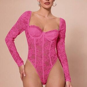 Alluring Sheer Long Sleeve Rompers For Everyday, Date Night, Going Out Bodysuit